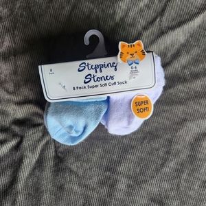 Stepping Stones Baby Boys' 8-Pack Super Soft Cuffed Socks